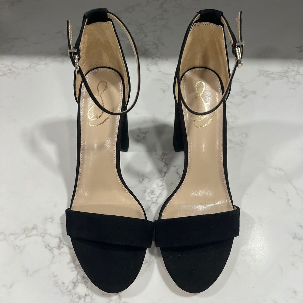 New Sam Edelman Yaro Sandals Black Suede Ankle-Strap Block Heel Sz 9